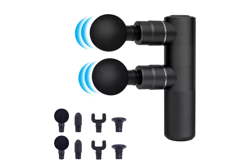 Dual-Head Deep Tissue Percussion Massager with Interchangeable Attachments